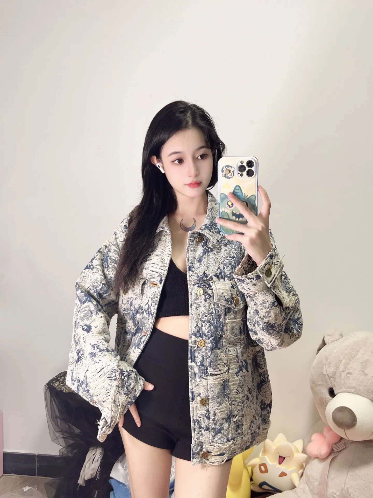 Louis Vuitton/Louis Vuitton Retro floral fringed denim jacket